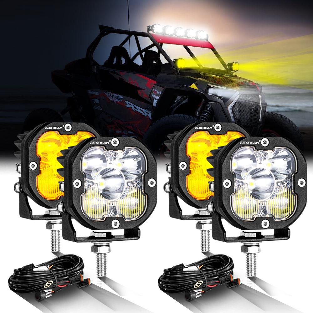 3 Inch 80W 9600LM LED Pods Lights White&Amber for ATV UTV SIDE BY SIDE 4X4 - Auxbeam  – éclairage LED auto