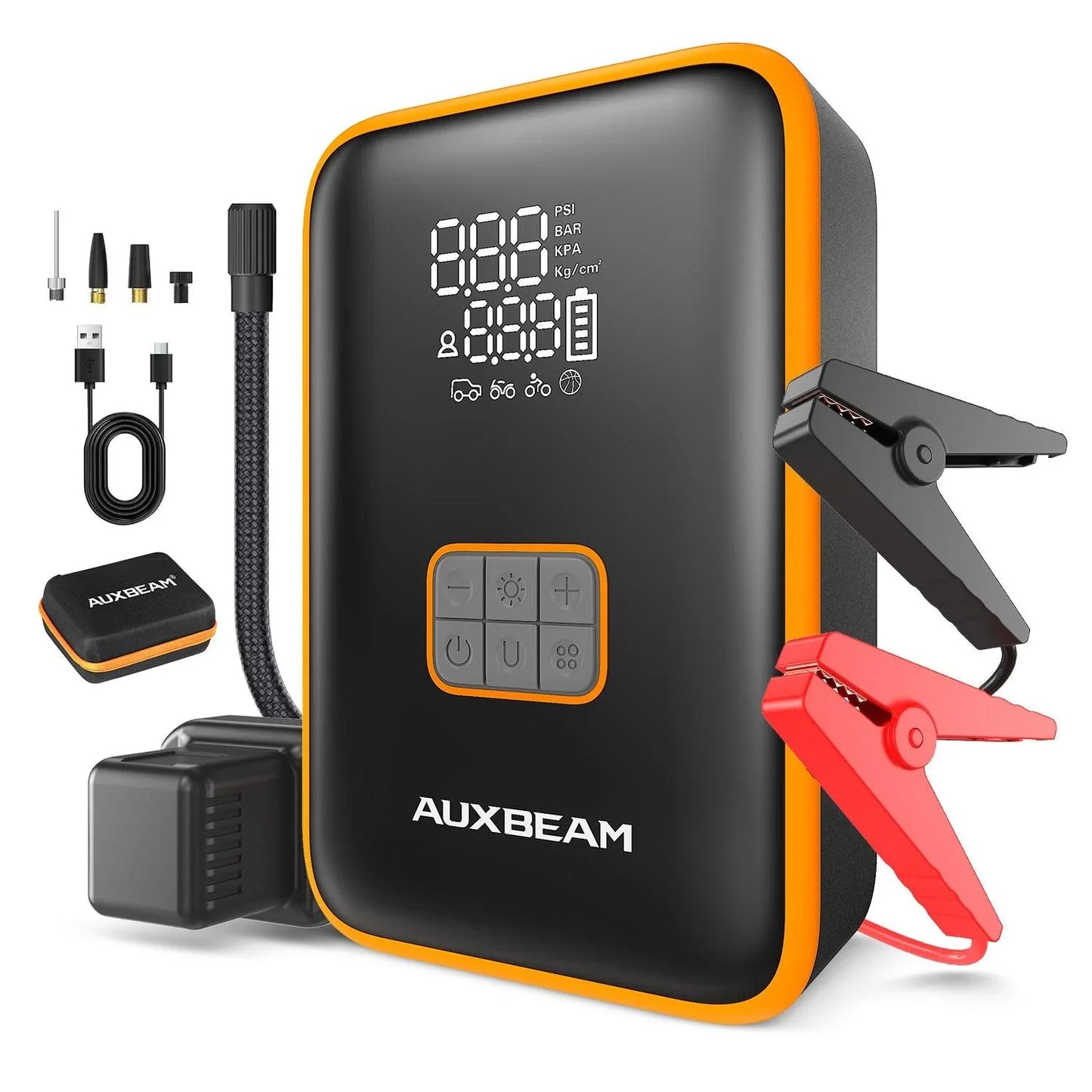 🆕AJ3000 Series 3000A Jump Starter with Air Compressor 120PSI Tire Inflator For 8L Gas/ 6L Diesel Engine