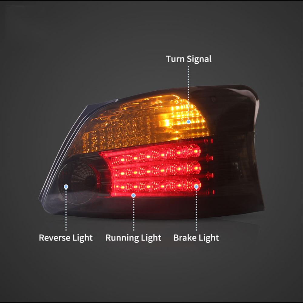 LED Tail Lights Assembly With Amber Turn Signal For 2005-2013 Toyota Vios/Yaris 2th Gen (Ncp93) Sedan