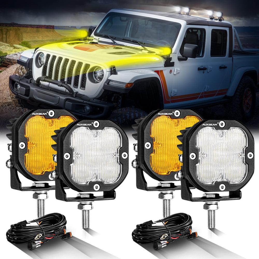 3 Inch 80W 9600LM LED Pods Lights White&Amber for JEEP - Auxbeam  – éclairage LED auto