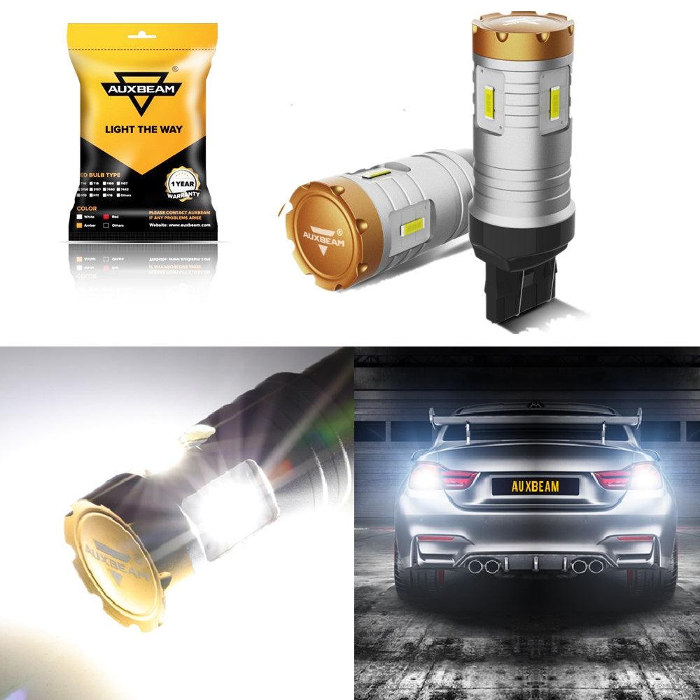 T20 7443 7440 LED Backup Reverse/Turn Signal/Brake Tail Light Bulbs 20W 4000LM 6500K White Crown Series | 2 Bulbs