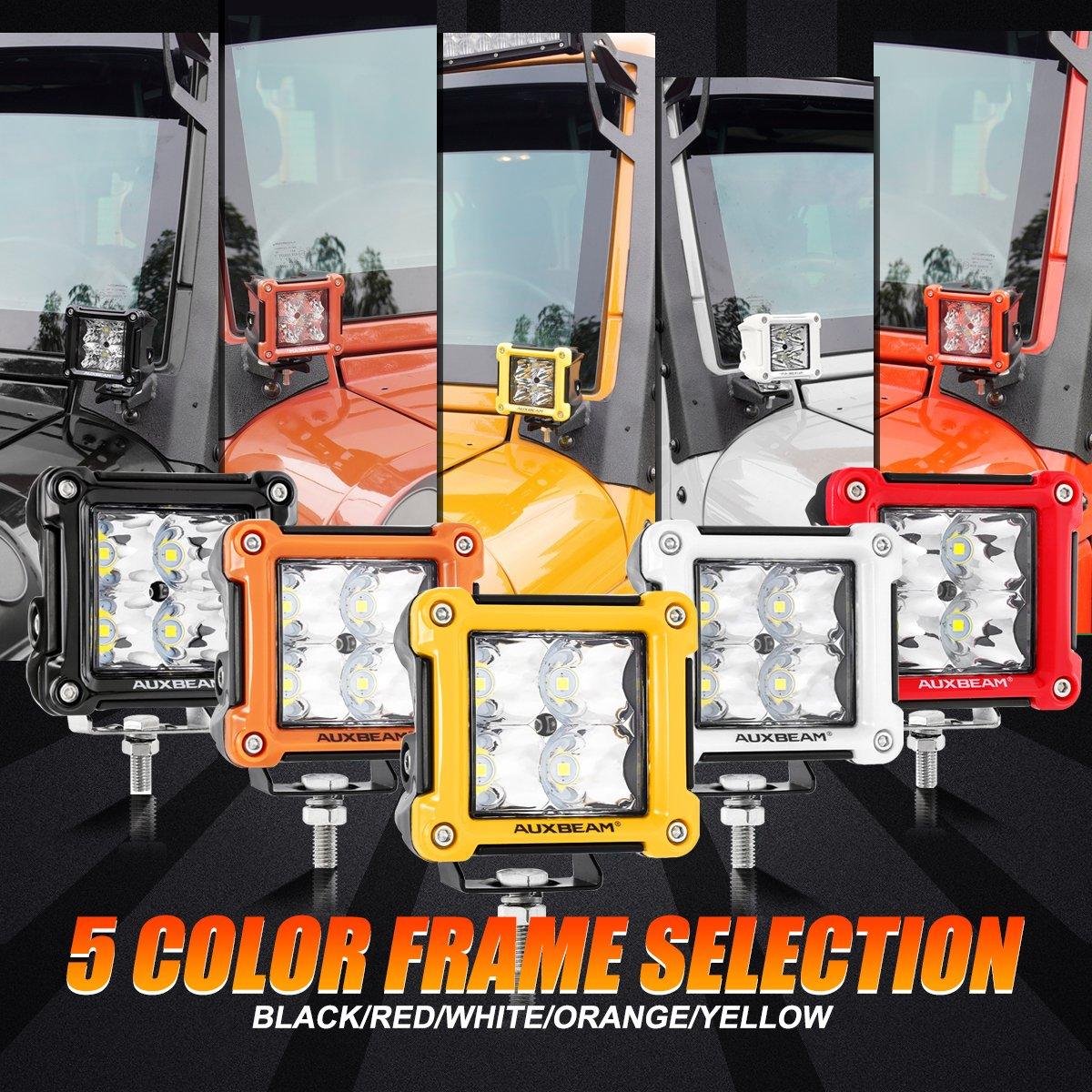 3" 40W LED Pods Light Spot/Flood Multicolor frame with wiring harness for JEEP - Auxbeam  – éclairage LED auto