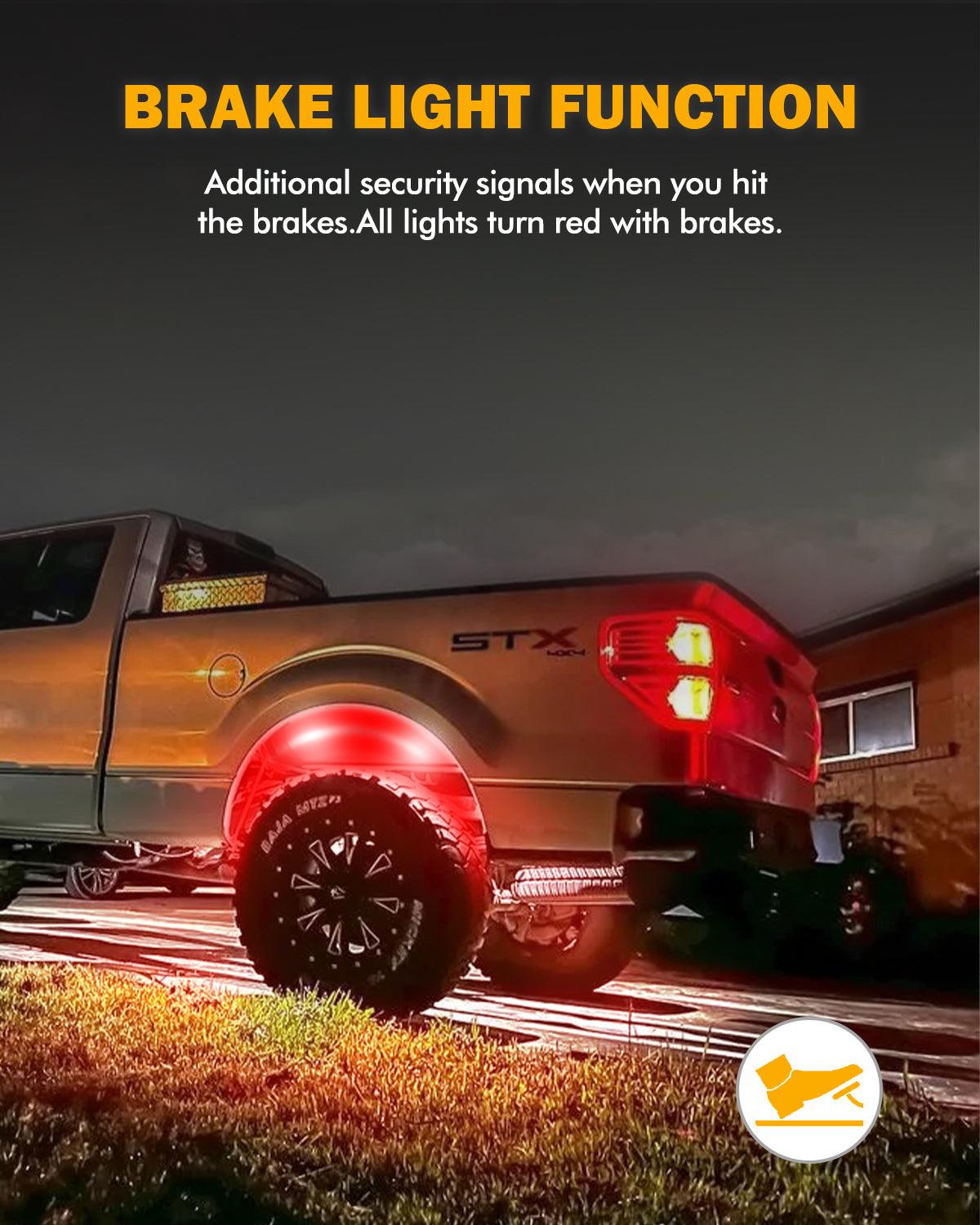 مجموعة مصابيح LED RGB Rock مع تطبيق Bluetooth وجهاز تحكم عن بعد لاسلكي، مصابيح نيون متعددة الألوان مع وظيفة ضوء الفرامل لـ ATV UTV