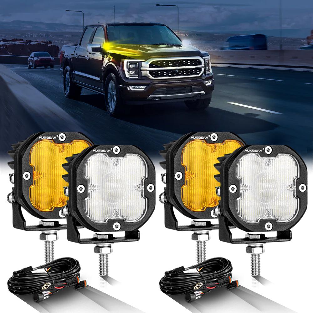 3 Inch 80W 9600LM LED Pods Lights White&Amber for FORD - Auxbeam  – éclairage LED auto