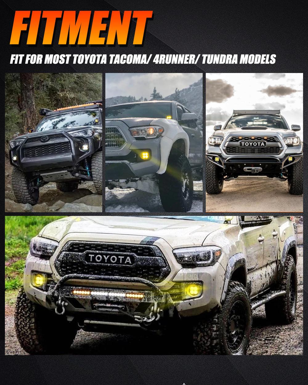 طقم مصابيح ضباب LED مقاس 3 بوصات، 80 واط، 9600 لومن، شعاع أبيض/أصفر، لسيارة تويوتا تاكوما (2012-2022)، وتويوتا فور رانر (2010-2022)، وتويوتا تندرا (2014-2022). 