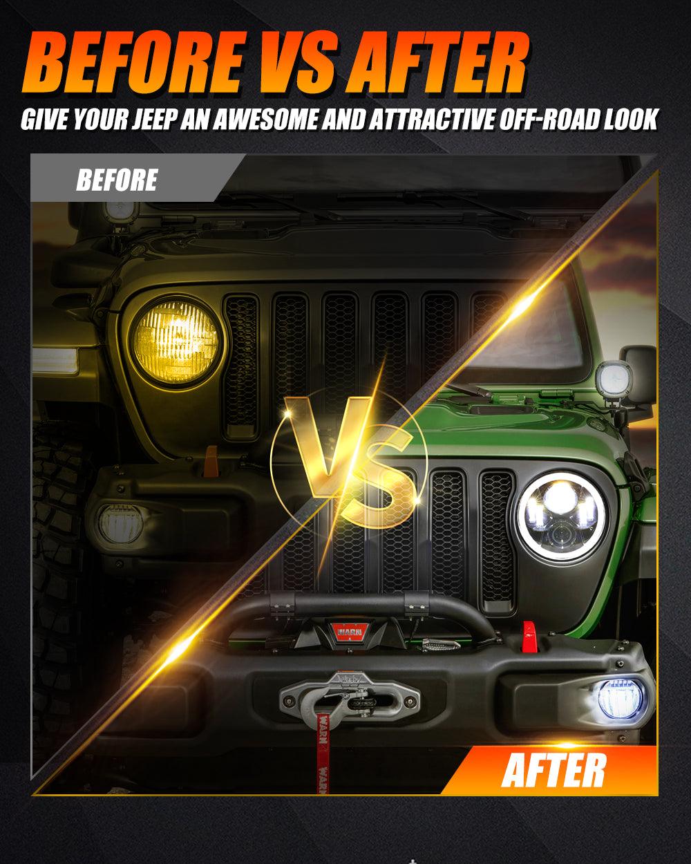 (2pcs/set) 9 Inch LED Headlights with DRL Halo Ring for Jeeps Wrangler JL Jeep Gladiator JT 2018 2019 2020 2021 2022