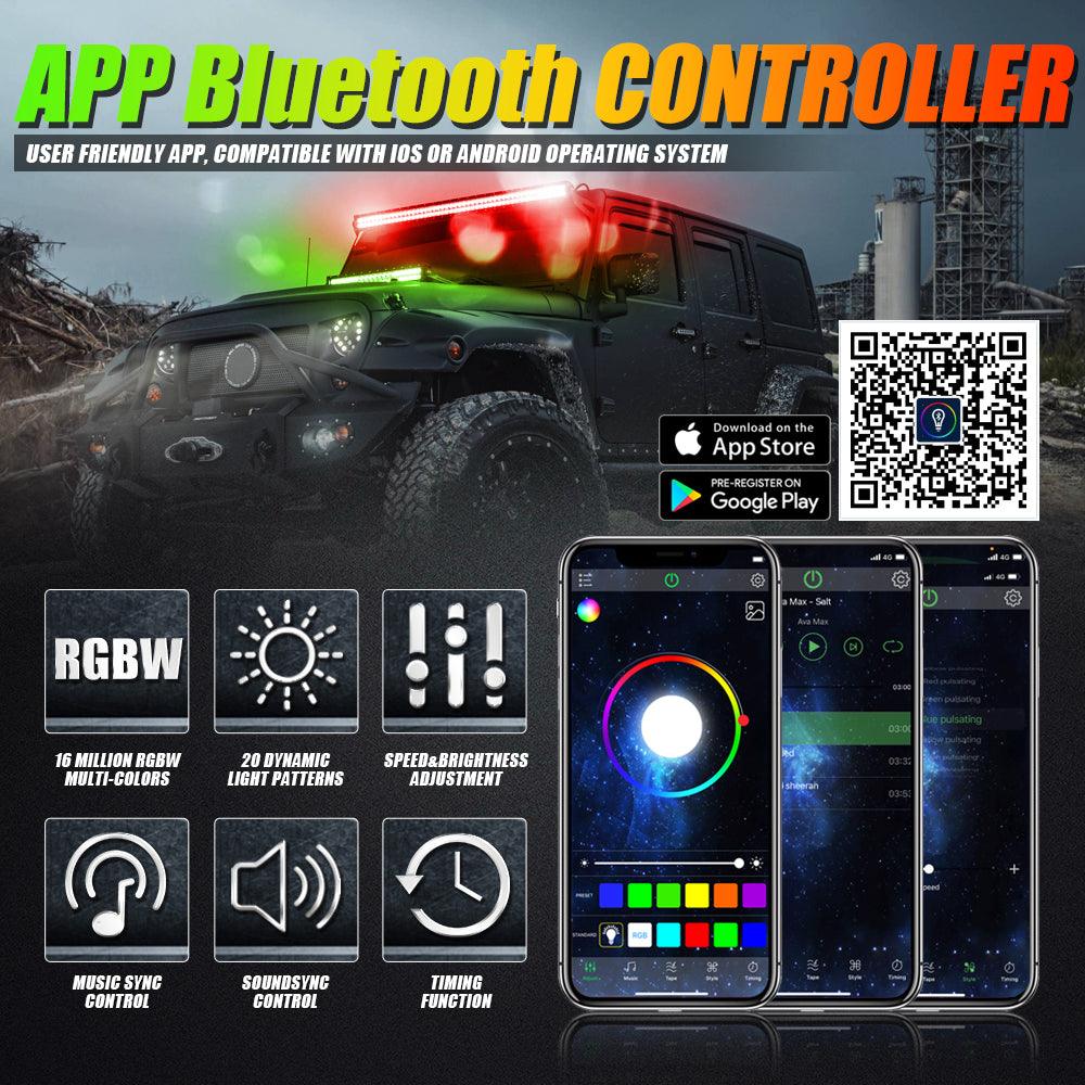 New 32 Inch V-PRO Series Straight RGBW Color Changing Off Road Led Light Bar for ATV UTV SIDE BY SIDES