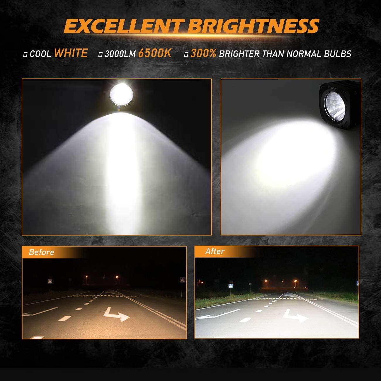 3.5 Inch 50W Round/Square LED Driving Lights Combo White/Yellow with wiring harness for 2000 FORD F250 - Auxbeam  – éclairage LED auto