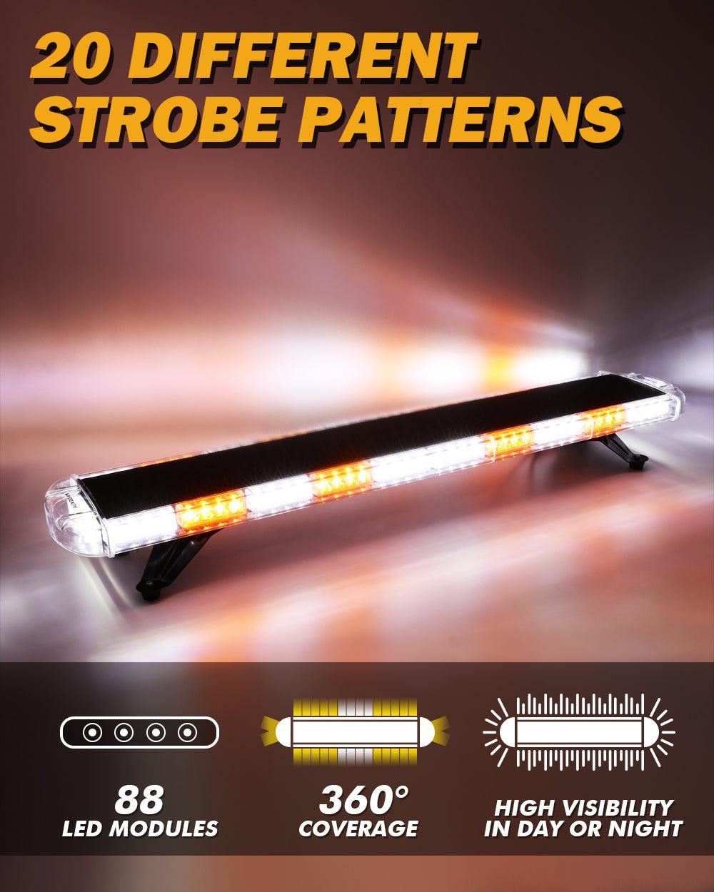 47 Inch Rooftop Strobe Flashing Light Bar with Mounting Brackets 20 Flashing Modes Emergency Safety Warning Caution Beacon Lights