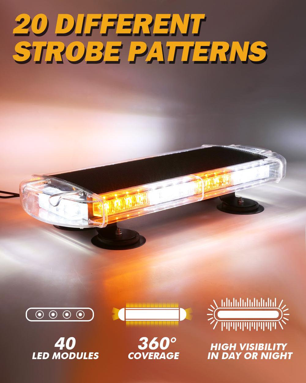 21.5" Rooftop Strobe Flashing Light Bar, 20 Flashing Modes Magnetic Mount Emergency Safety Warning Caution Beacon Lights