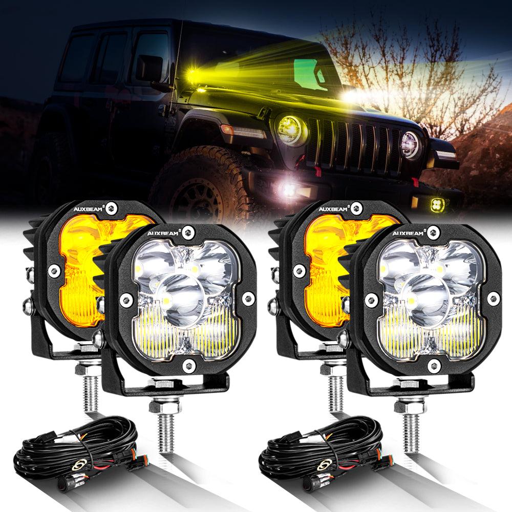 3 Inch 80W 9600LM LED Pods Lights White&Amber for JEEP - Auxbeam  – éclairage LED auto