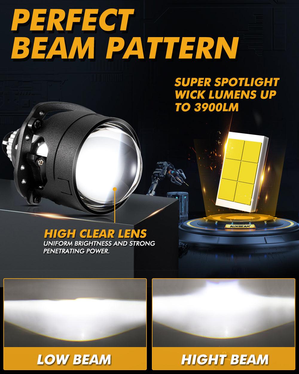 2.5 Inch 80W 6000K Bi-LED Projector Lens Headlight Non-Destructive Installation Projector Lens for Car | 2PCS/Set