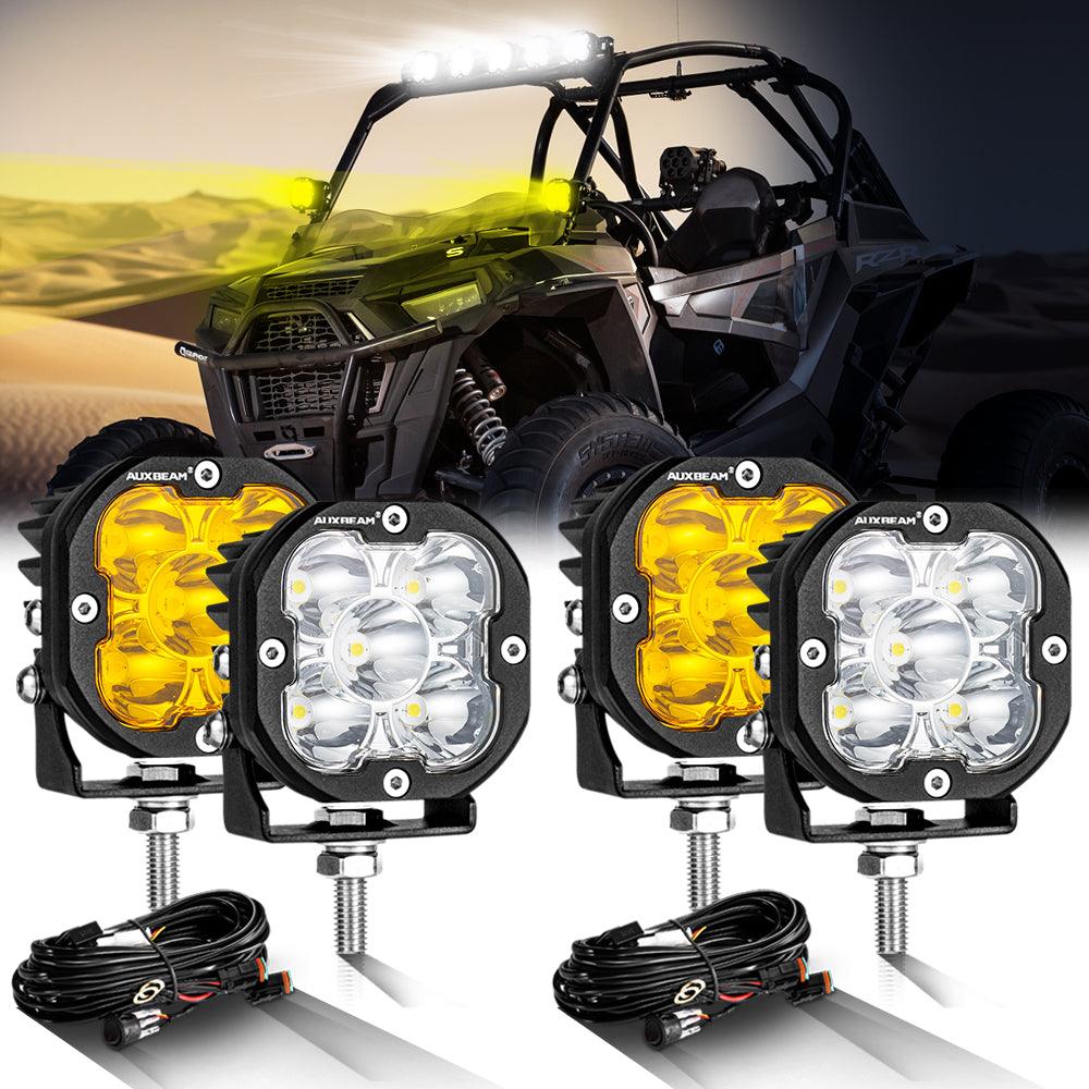 3 Inch 80W 9600LM LED Pods Lights White&Amber for ATV UTV SIDE BY SIDE 4X4 - Auxbeam  – éclairage LED auto