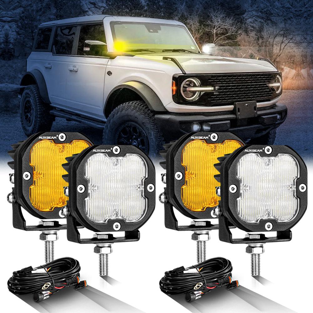 XP-ULTRA Series 3 Inch 80W Flood Beam LED Pods Amber&White Offroad Lights - Auxbeam  – éclairage LED auto