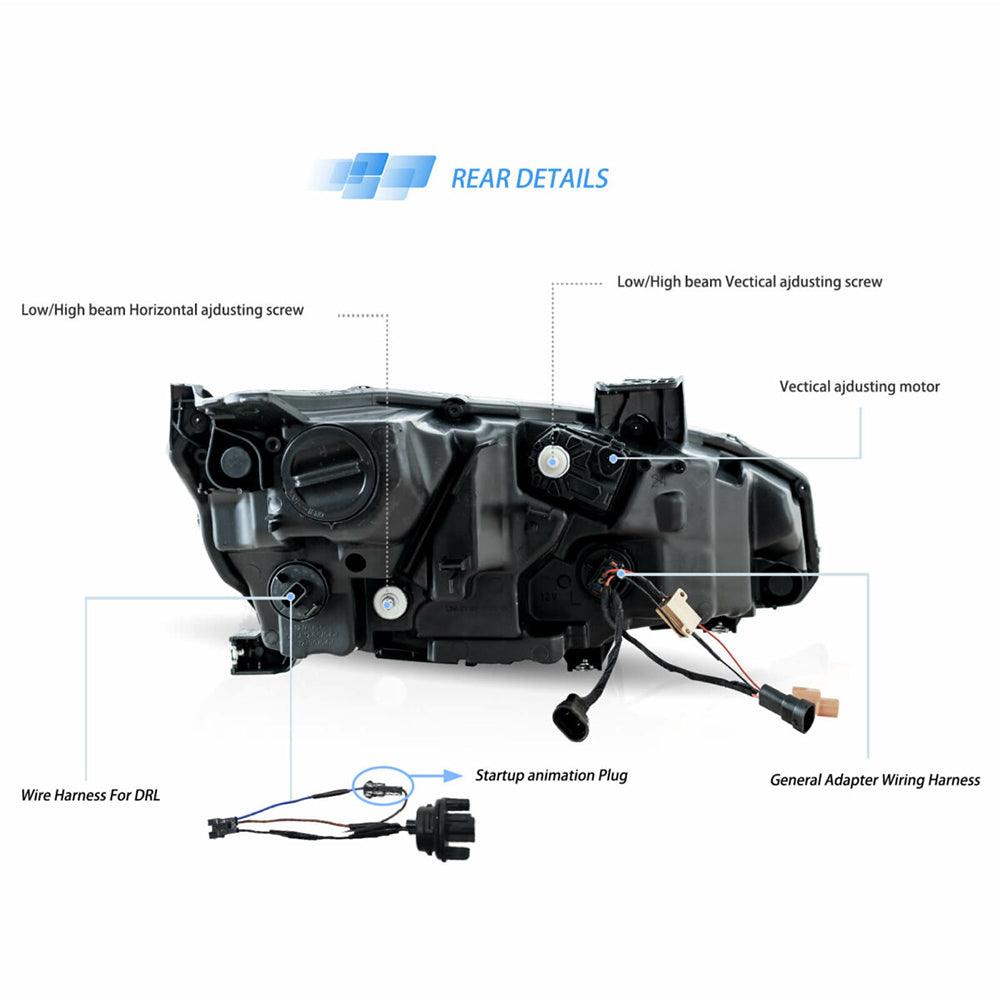 LED Headlight Assembly Reflection Bowl Chrome For 2016-2021 Honda Civic 10th Gen 