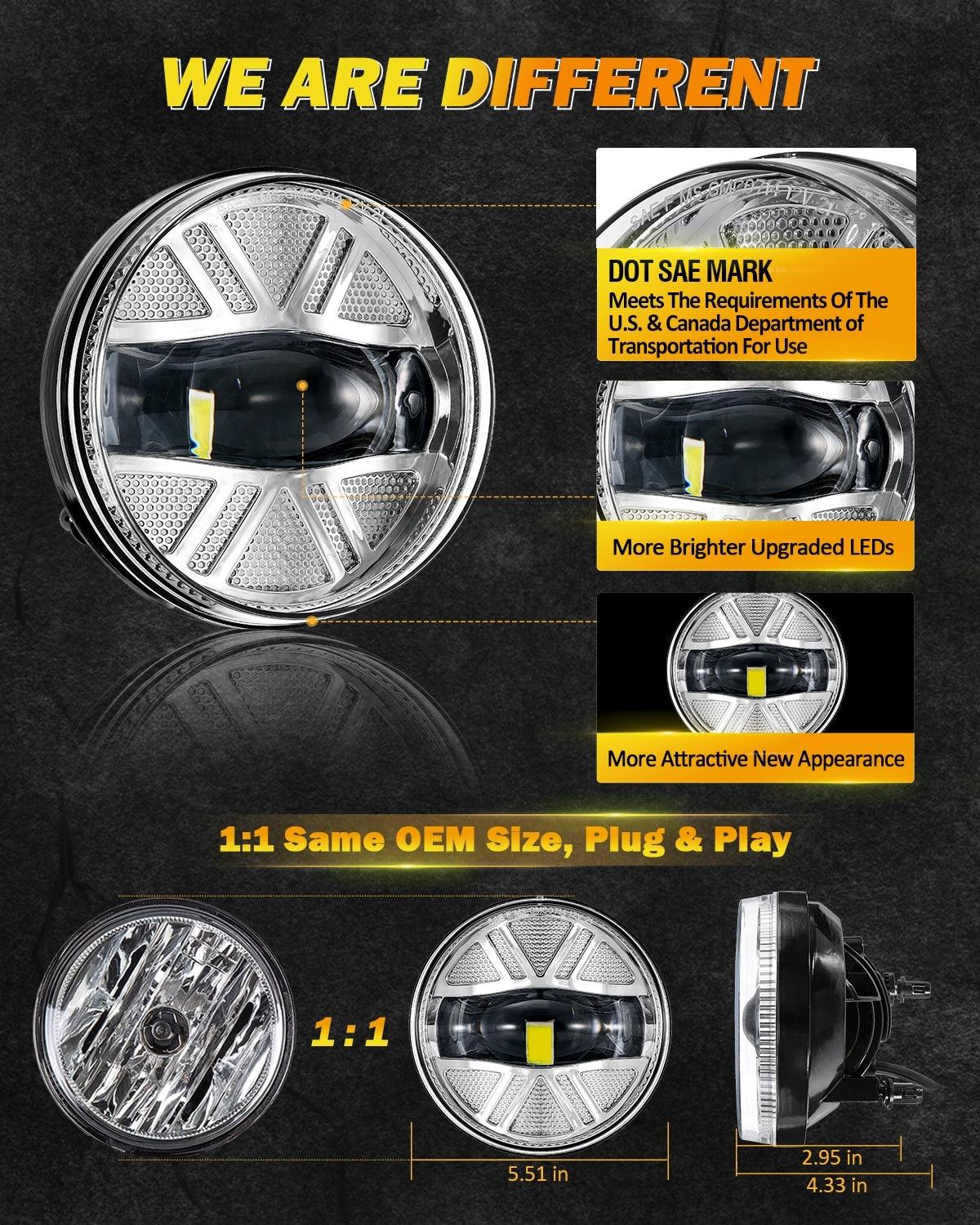 (قطعتان/مجموعة) مصابيح ضباب LED DOT بقوة 48 واط لسيارة GMC Sierra