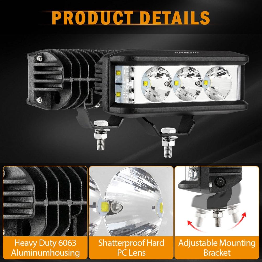 R5 Series | 5 Inch 68W White Square Side Shooter Spot Beam LED Pod Lights LED Light Bar - Auxbeam  – éclairage LED auto