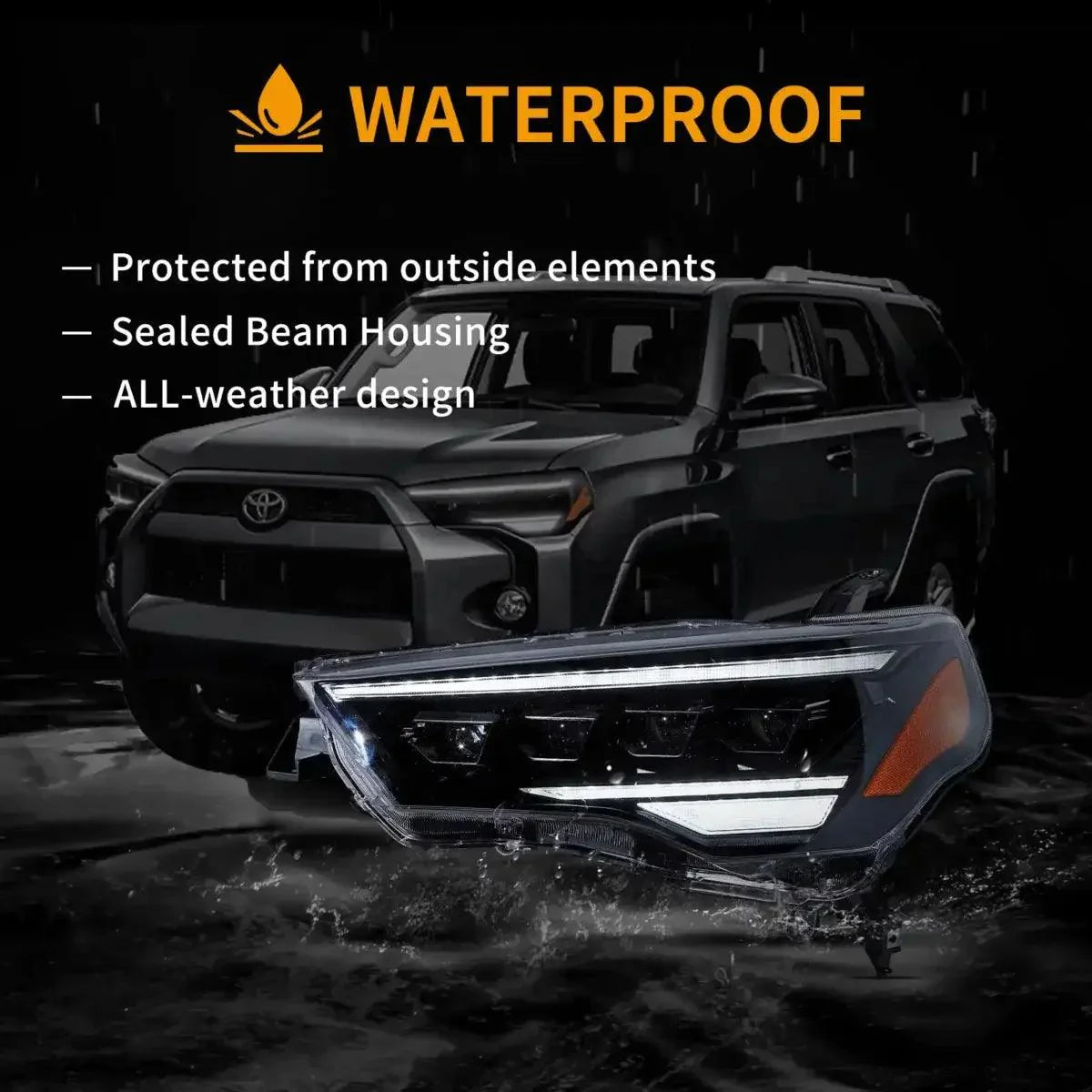 LED Headlight Assembly 4Pcs Projector Upgrade For 2014-2024 Toyota 4Runner