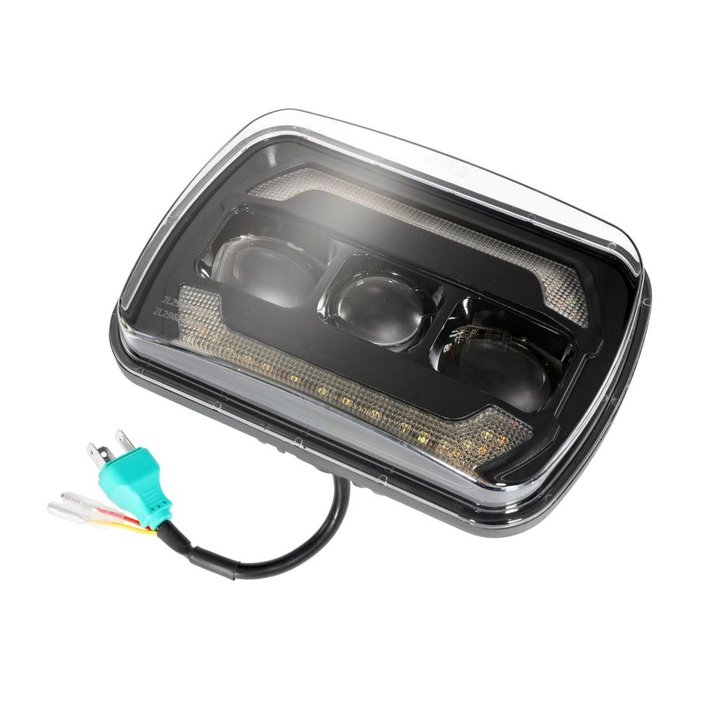 (2pcs/set) 7x6 Inch Sealed Beam LED Headlights with Hi-Lo Beam Yellow Turn Signal White DRL Lamps