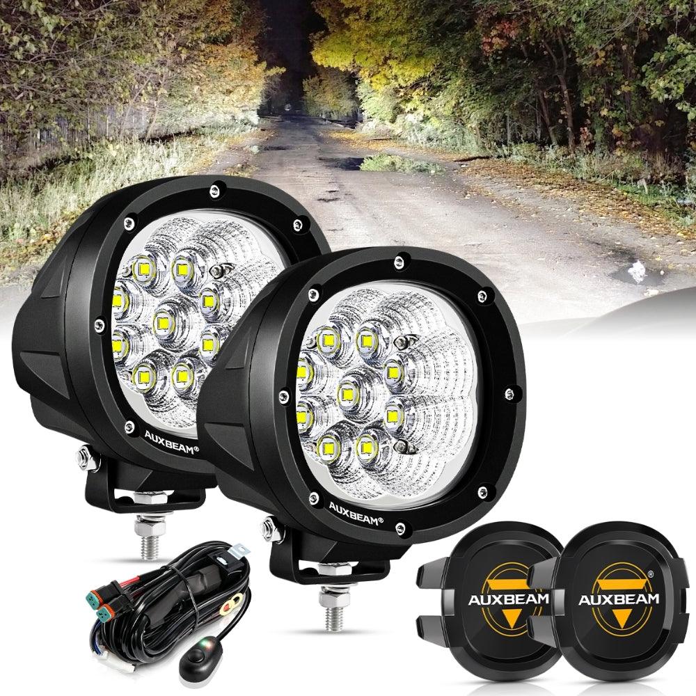 P4 Series | 4 Inch 90W 9000LM Round LED Driving Lights Flood White Pod Lights - Auxbeam  – éclairage LED auto