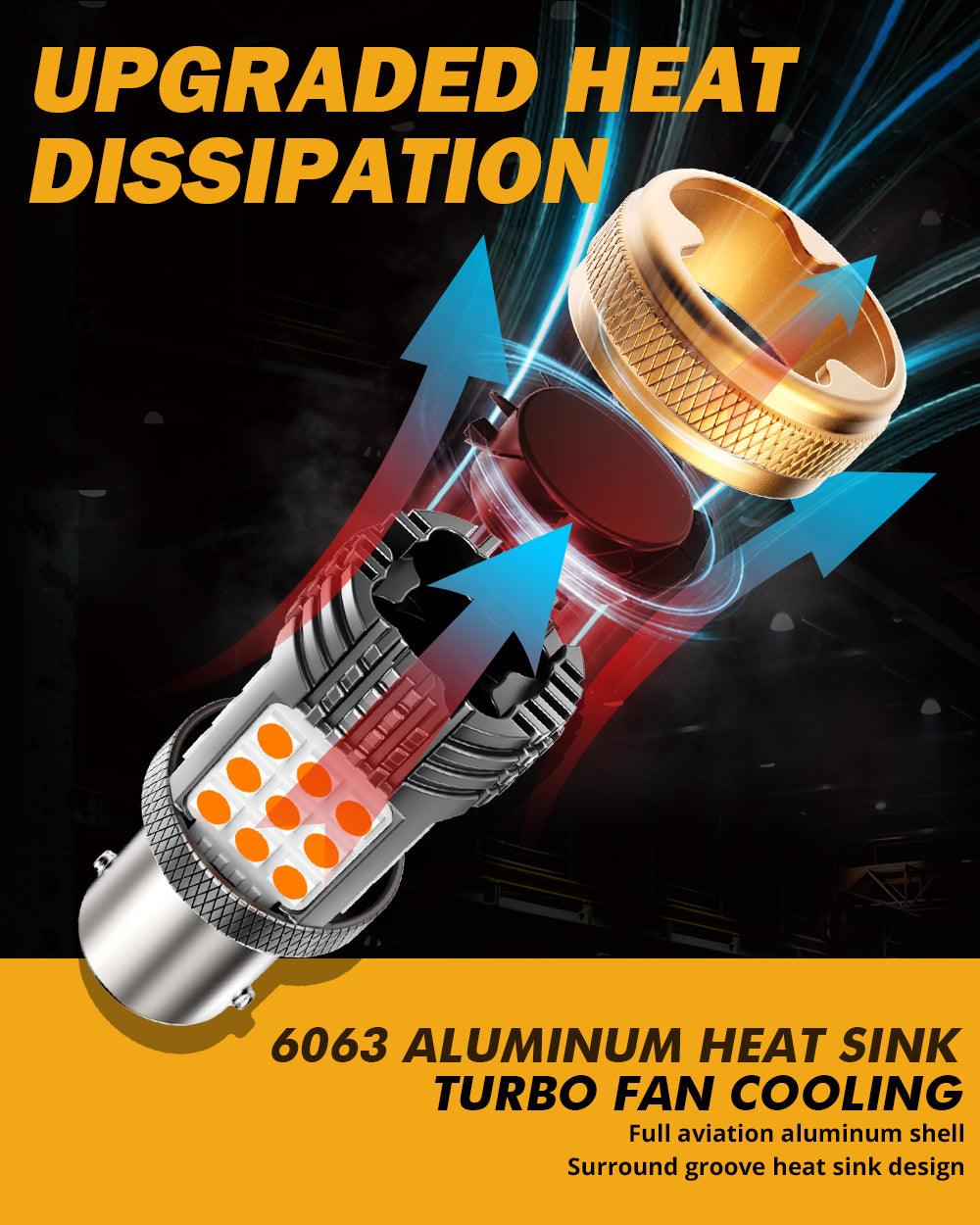 1156 BA15S LED Turn Signal Light Rear/Front, Side Maker Light Bulbs 56W 600% High Brightness CAN-Bus Error Free 3000K Amber B21 Series |2 Bulbs 