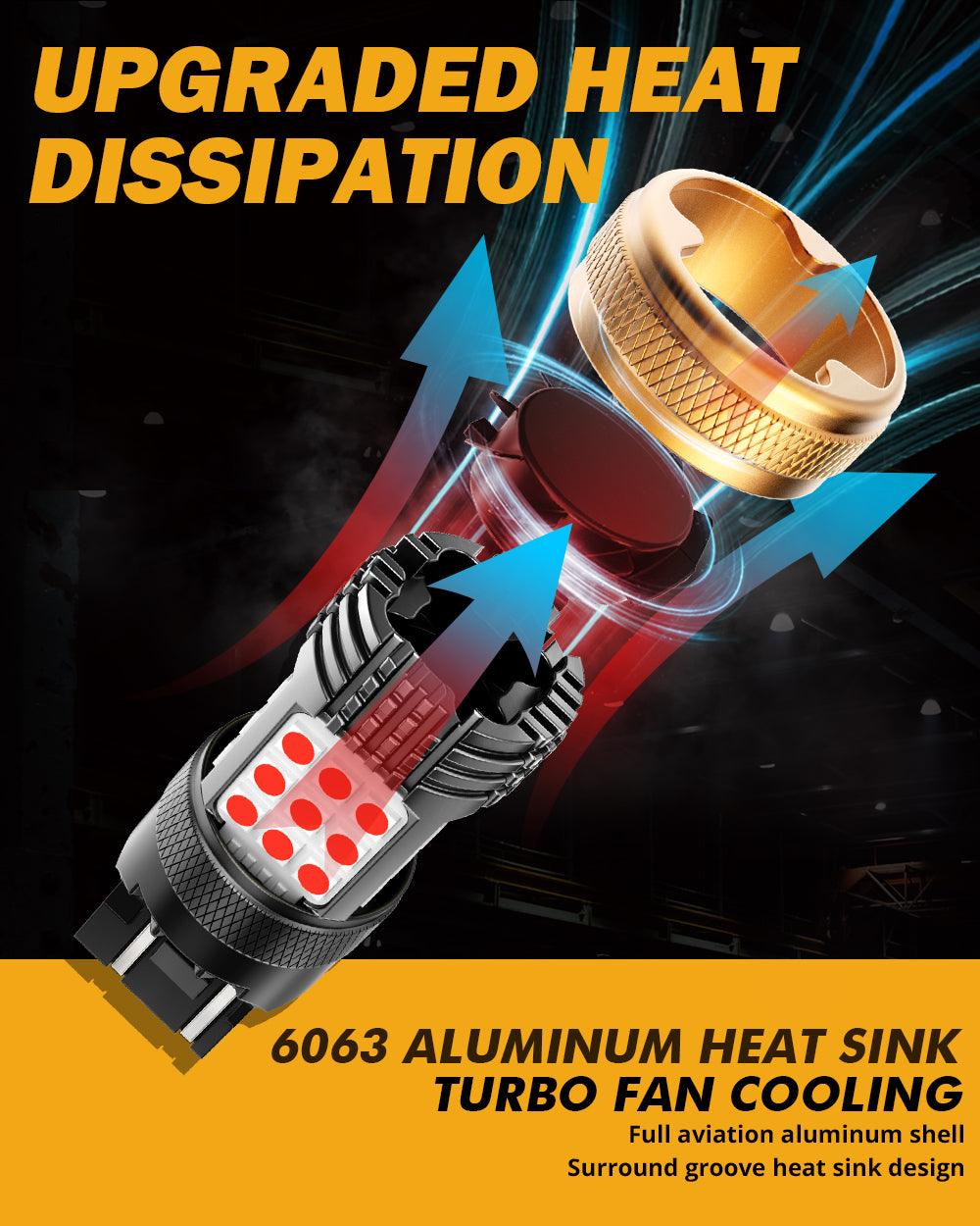 T20 7443 7440 LED Brake/Tail Light Bulbs 56W 600% High Brightness CAN-Bus Error Free Red B21 Series | 2 bulbs