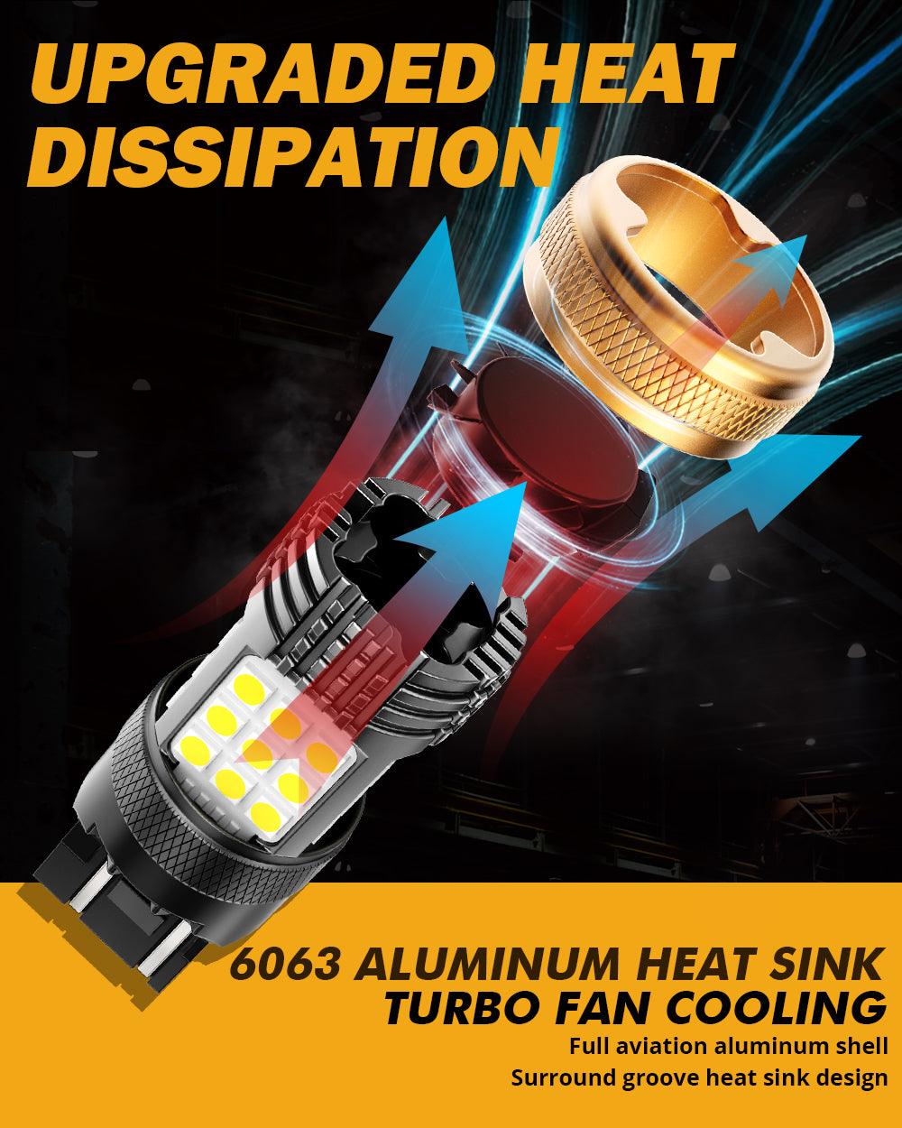 T20 7443 7440 LED Backup Reverse/Turn Signal/Brake Tail Light Bulbs 56W 600% High Brightness CAN-Bus Error Free 6500K White B21 Series | 2 bulbs 