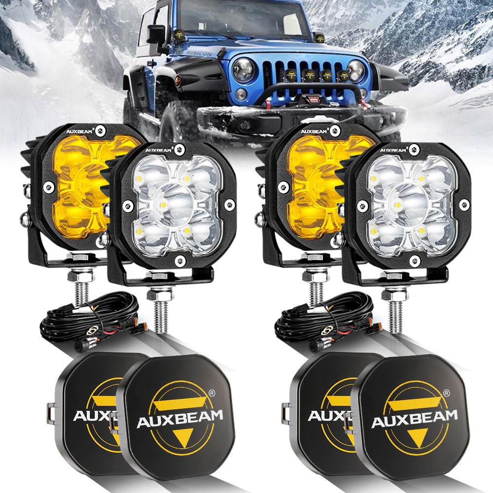 3 Inch 80W 9600LM LED Pods Lights White&Amber for JEEP - Auxbeam  – éclairage LED auto