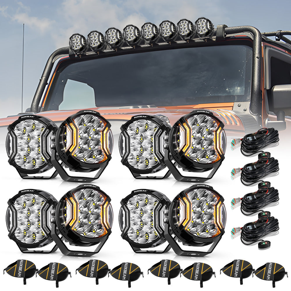 V-ULTRA Series | 5 Inch 172W LED Side Shooter White Pod Lights with Amber DRL - Auxbeam  – éclairage LED auto
