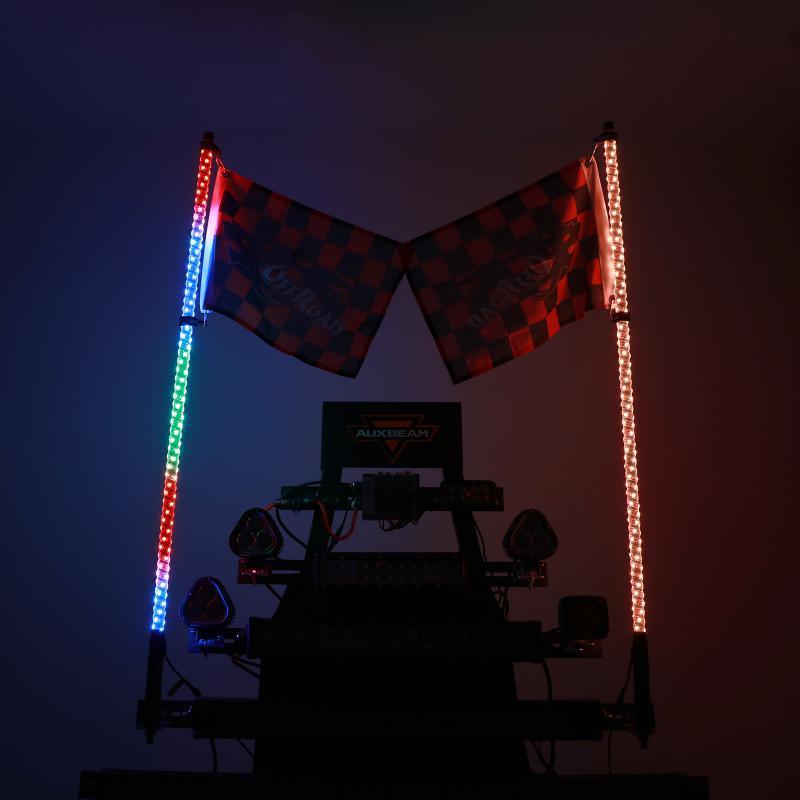 3FT/4FT LED RGB Whip Lights & Rear Pillar Flagpole Light Brackets Combo for Can-Am Maverick X3