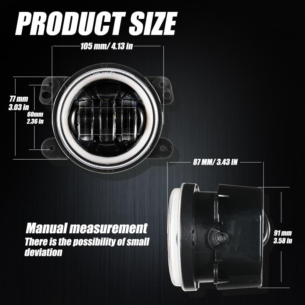 استبدال المصابيح الأمامية LED مقاس 7 بوصات مع هالة + مصابيح ضباب LED مقاس 4 بوصات + مصابيح خلفية LED مدخنة + إشارات الانعطاف ومصابيح الحماية لسيارة جيب رانجلر JK