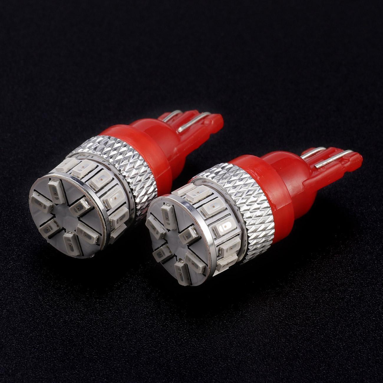 لمبات LED T10 W5W 2825 للوحة ترخيص السيارة/العلامات الجانبية/الإضاءة الداخلية، 4 وات، سطوع عالي 300%، خالية من الأخطاء، لون أحمر | مصباحان 