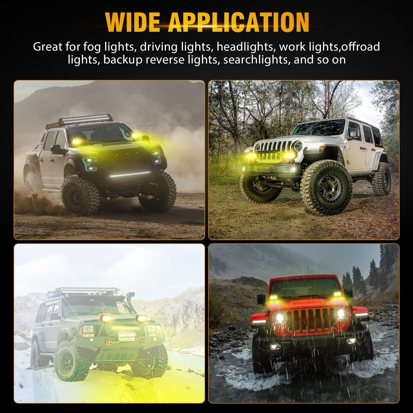 R4 Series 4 Pouces 60W LED Pods Lumière Ambre Flood Beam