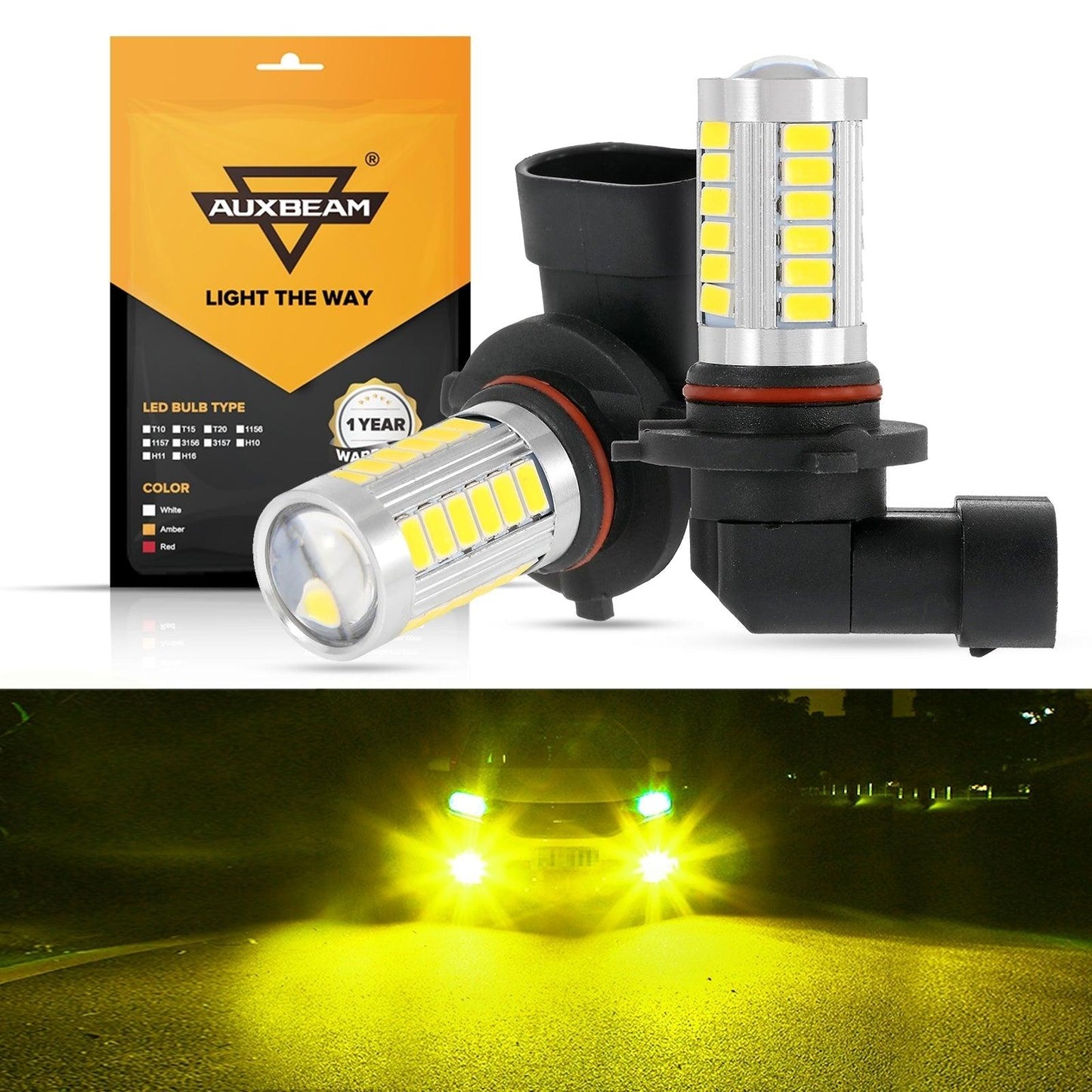 9006/HB4 LED Fog Light/DRL Bulbs 50W 4000LM Golden Yellow 33LED Series | 2 bulbs