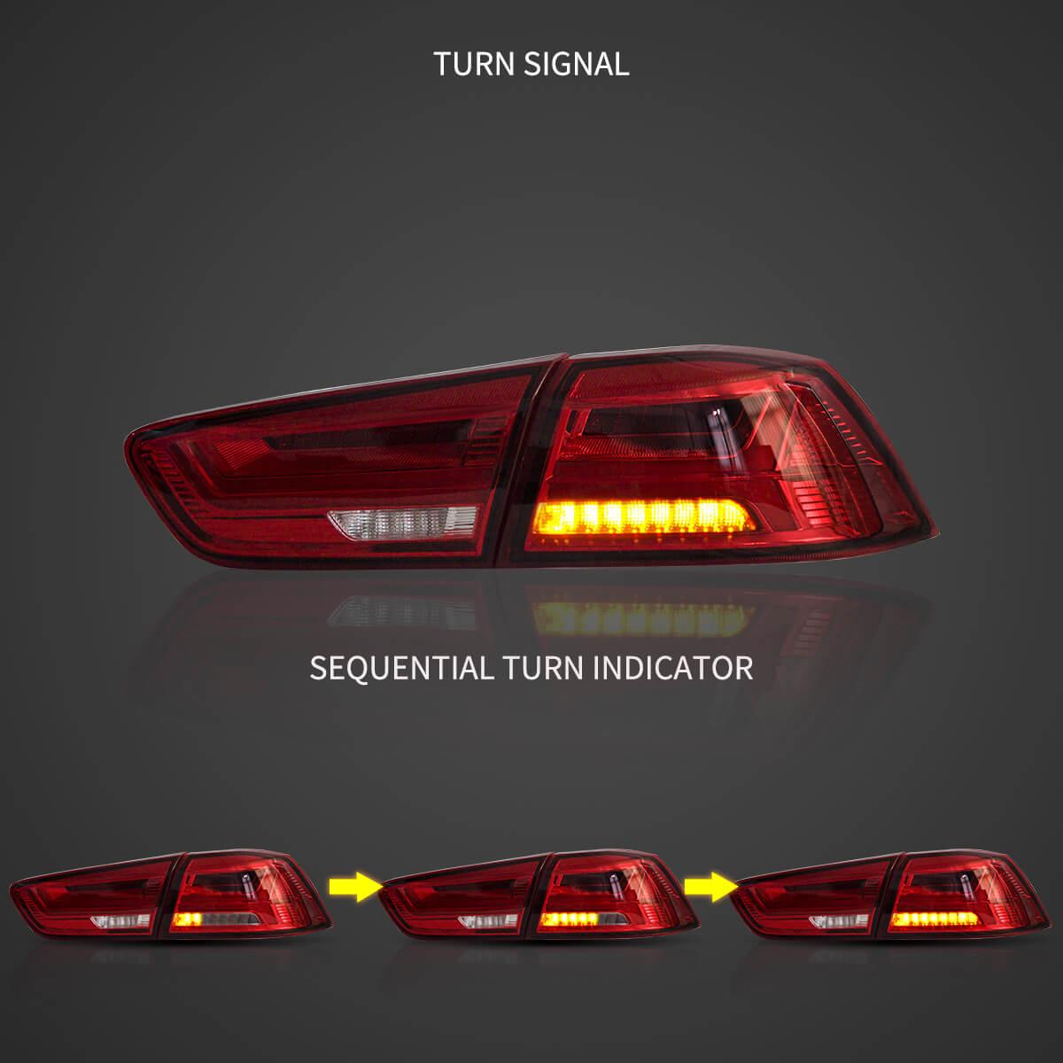 LED Tail Light Assembly With Sequential Turn Signal For 2008-2017 Mitsubishi Lancer &amp; EVO