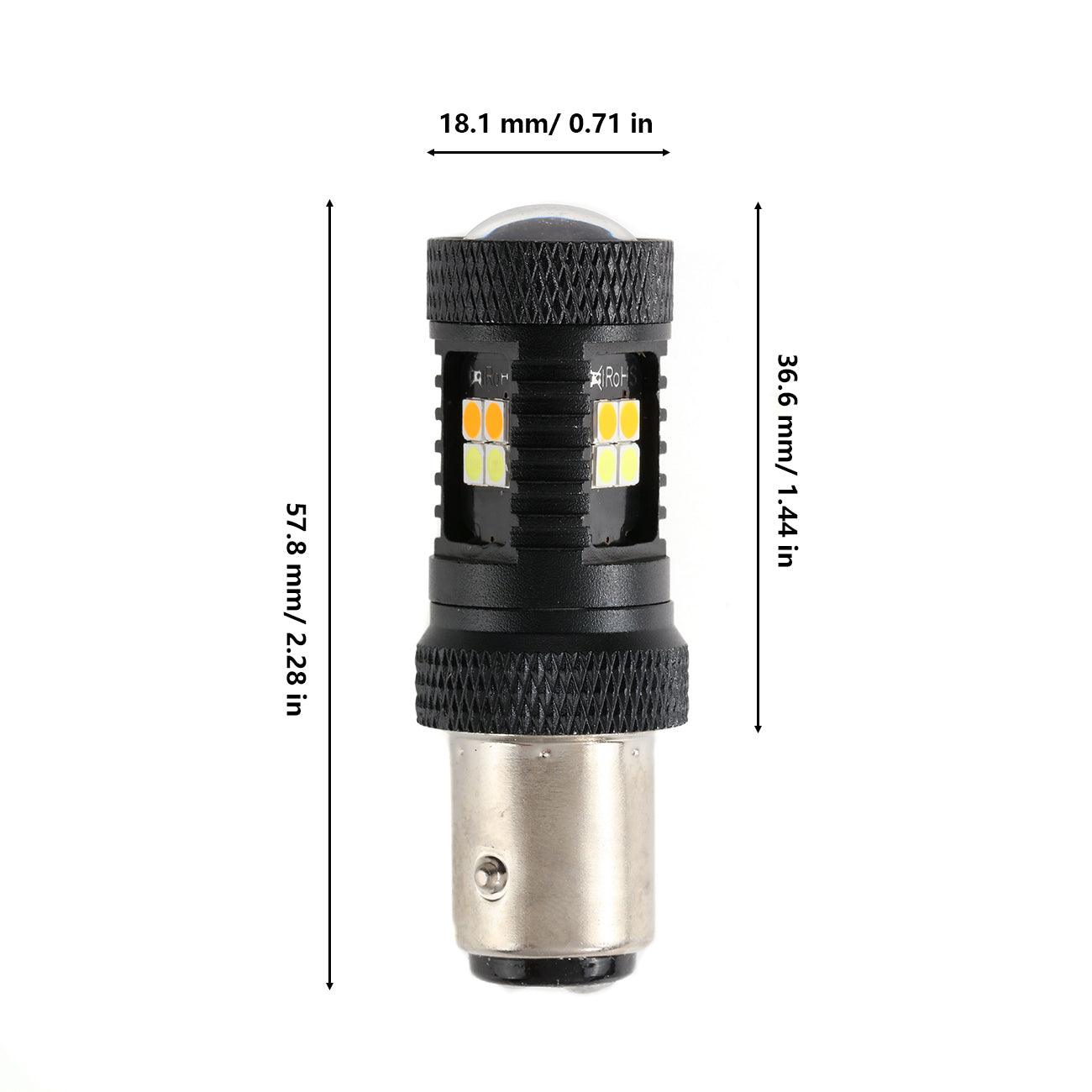 1157 BAY15D LED Front Turn Signal & DRL Light Bulbs 300% High Brightness Dual Color Switchback White & Amber | 2 Bulbs