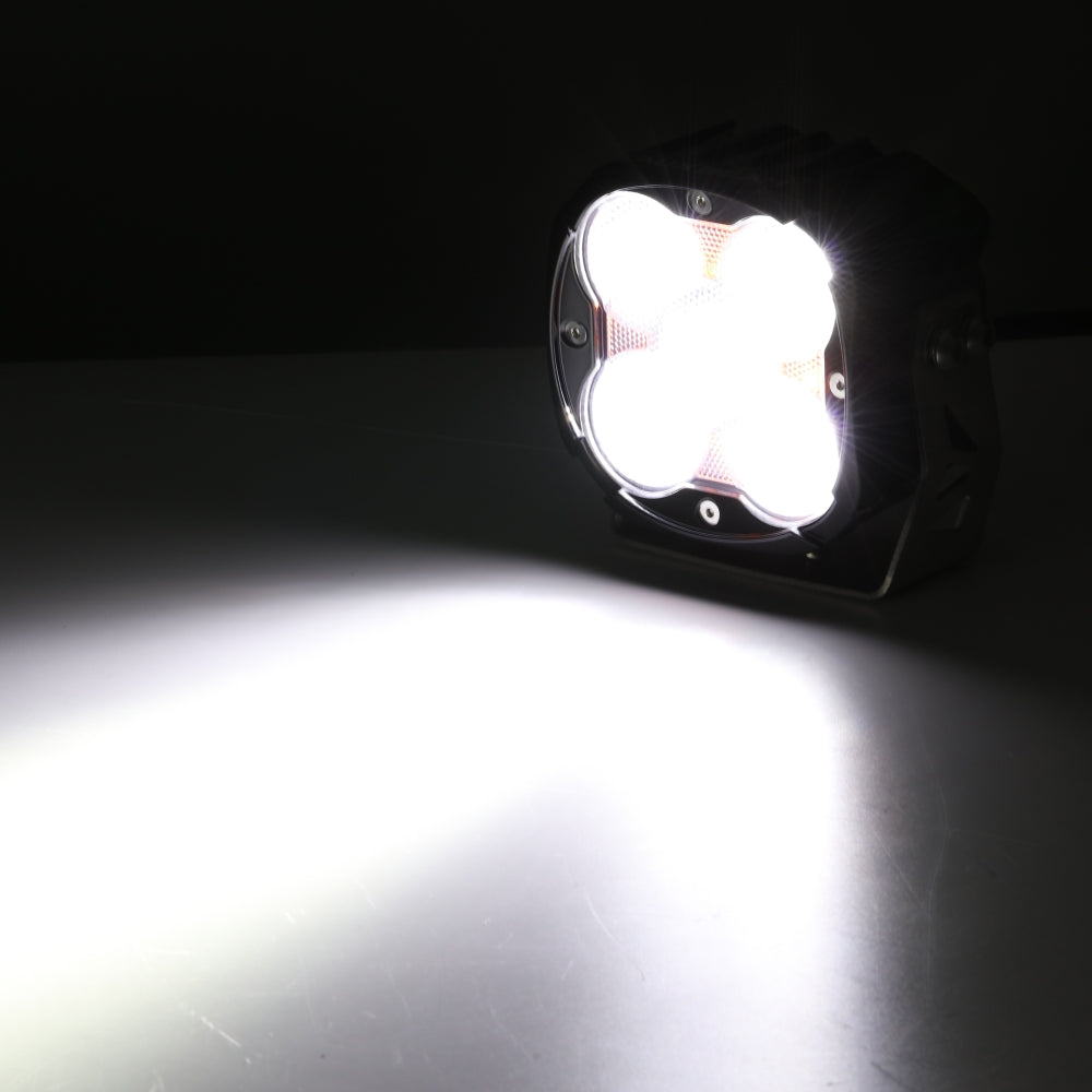 XP-ULTRA Series 4.5 Inch Flood Beam LED Pod Lights Off Road Lights with Amber Backlight