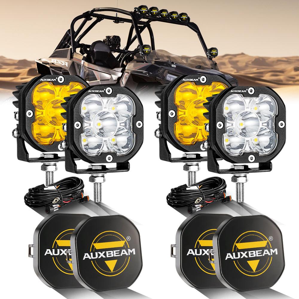 3 Inch 80W 9600LM LED Pods Lights White&Amber for ATV UTV SIDE BY SIDE 4X4 - Auxbeam  – éclairage LED auto