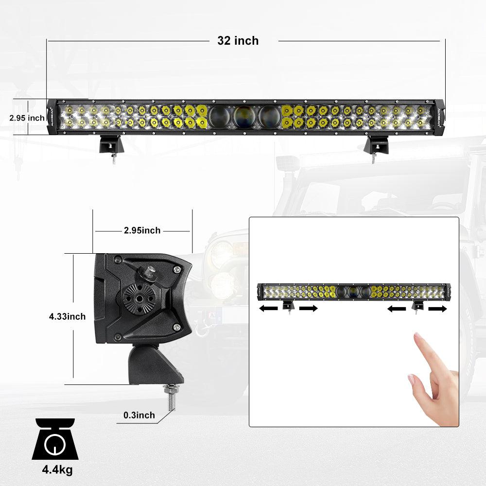 AR-800 RGB Switch Panel with APP+32 Inch 5D-PRO LED Light Bar, Toggle/Momentary/Pulsed Mode Supported 