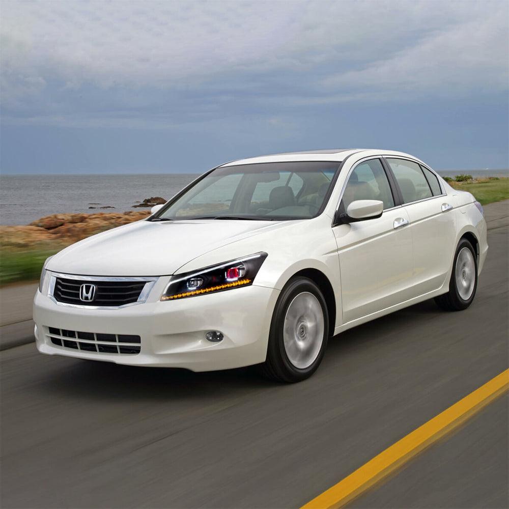 LED Headlight Assembly Projector Black For 2008-2012 Honda Accord 8th Gen Inspire US Type