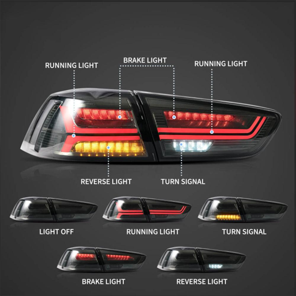 LED Tail Light Assembly With Sequential Turn Signal For 2008-2017 Mitsubishi Lancer &amp; EVO