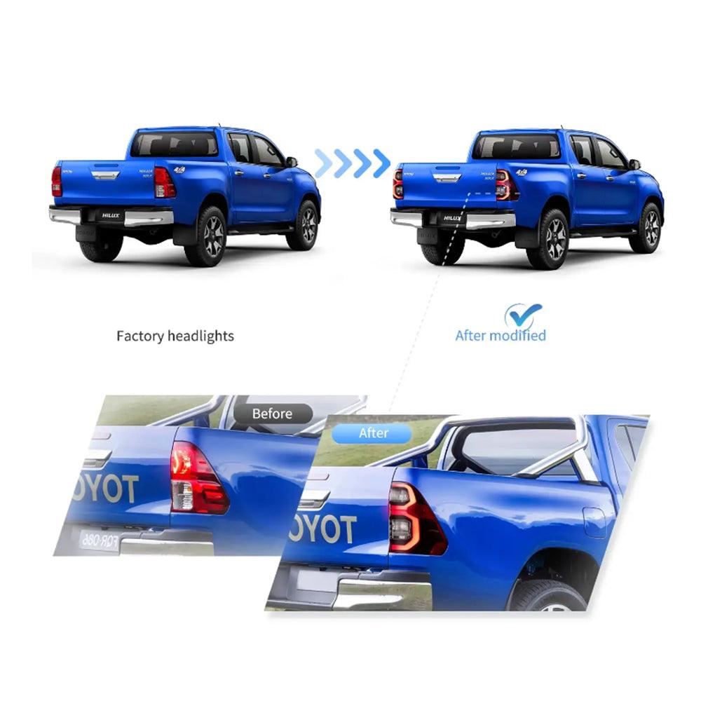 مجموعة مصابيح خلفية LED مع إضاءة ترحيب ديناميكية لسيارة تويوتا هيلوكس SR5 الجيل الثامن (GUN125، GUN126R) موديلات 2015-2022