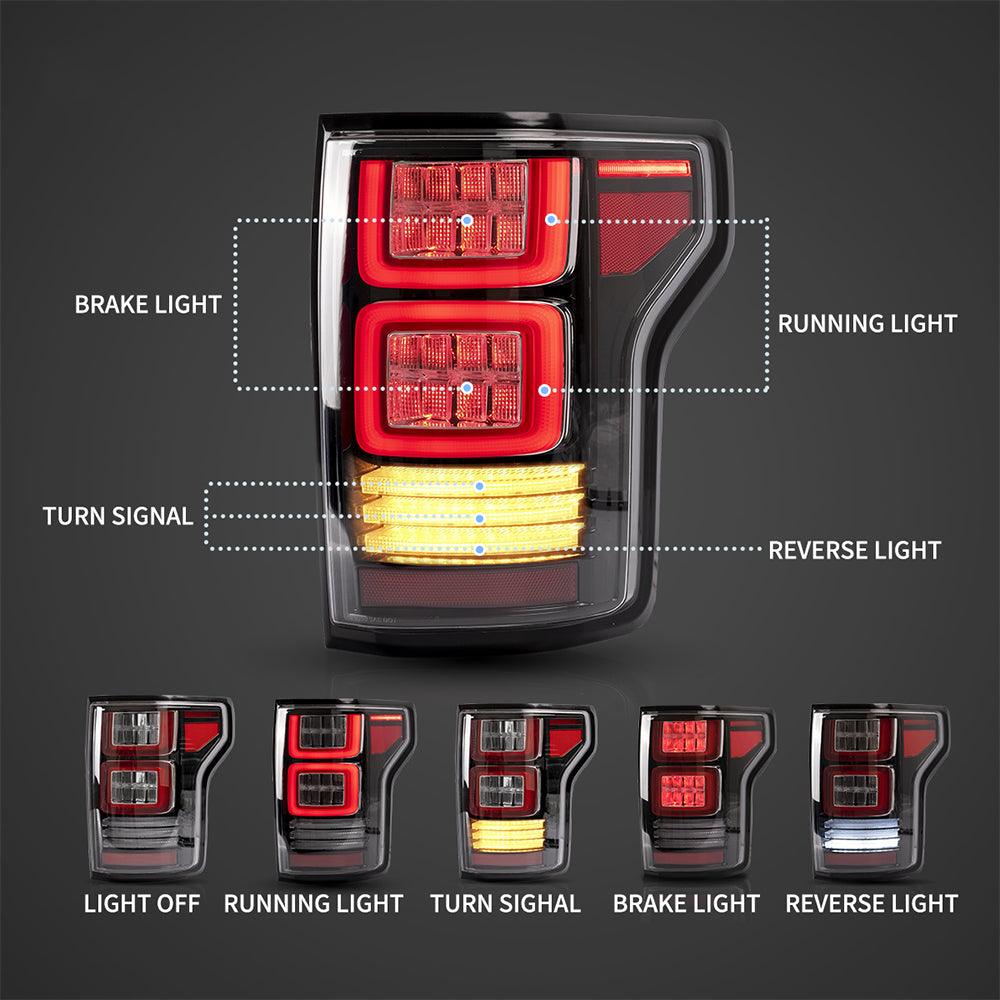 LED Tail Lights Assembly With Sequential Turn Signal For 2015-2020 Ford F150 13th Gen (P552)