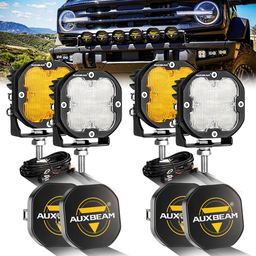 XP-ULTRA Series 3 Inch 80W Flood Beam LED Pods Amber&White Offroad Lights - Auxbeam  – éclairage LED auto