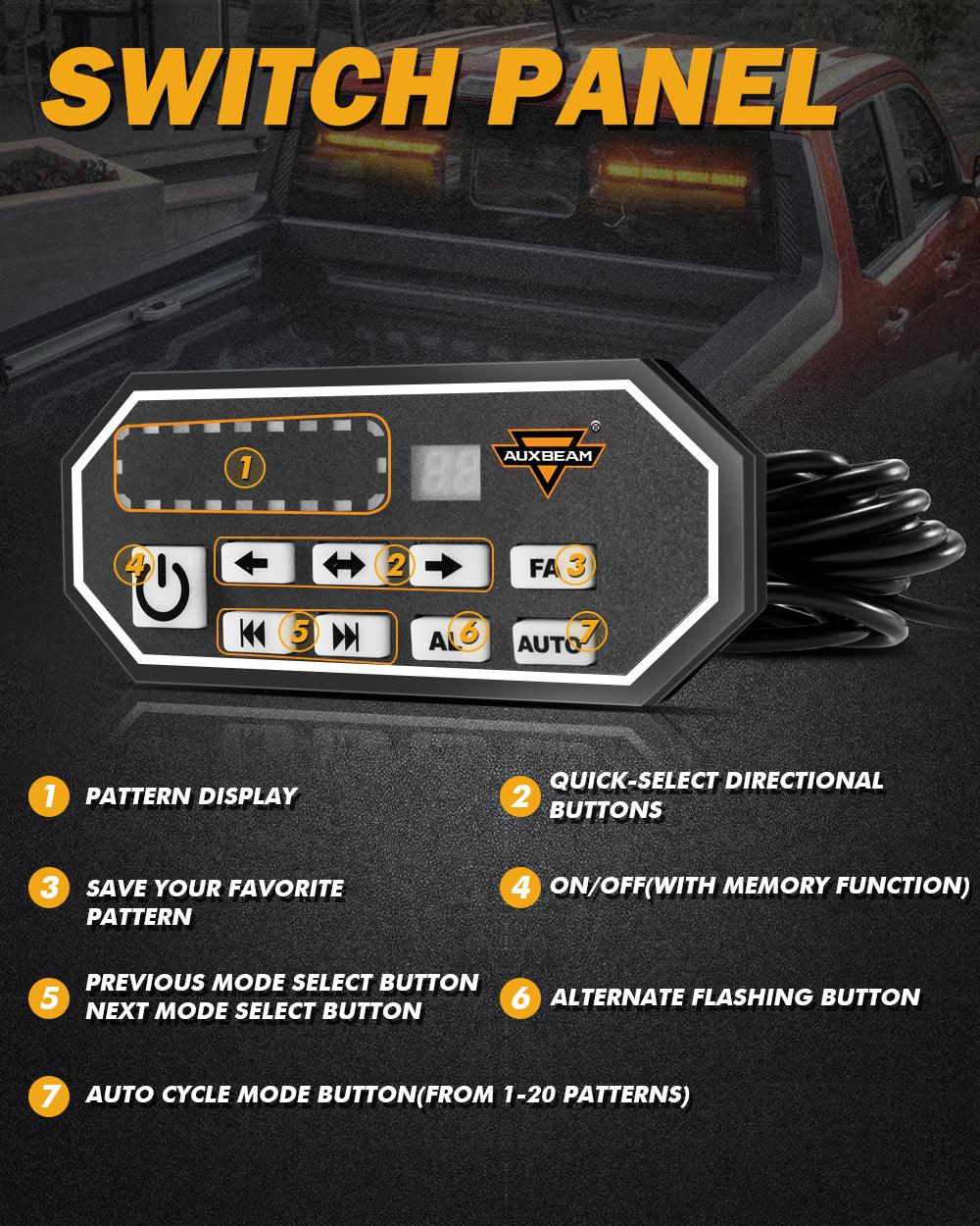 قضبان إضاءة إرشادية لحركة المرور في حالات الطوارئ، مزدوجة LED، مقاس 17 بوصة، 20 نمطًا وامضًا، مع حامل شفط للمركبات والشاحنات والسيارات الرياضية متعددة الاستخدامات والمركبات الرباعية