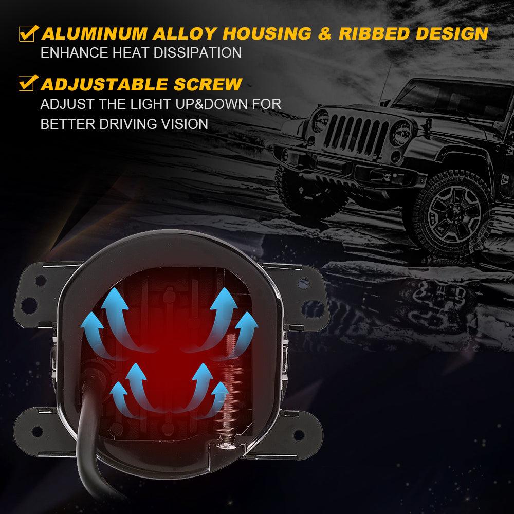 (2pcs/set) 4 Inch LED Fog Lights with DRL & Amber Turn Signal For Jeep Wrangler JK 2007-2017 Front Bumper Lamp