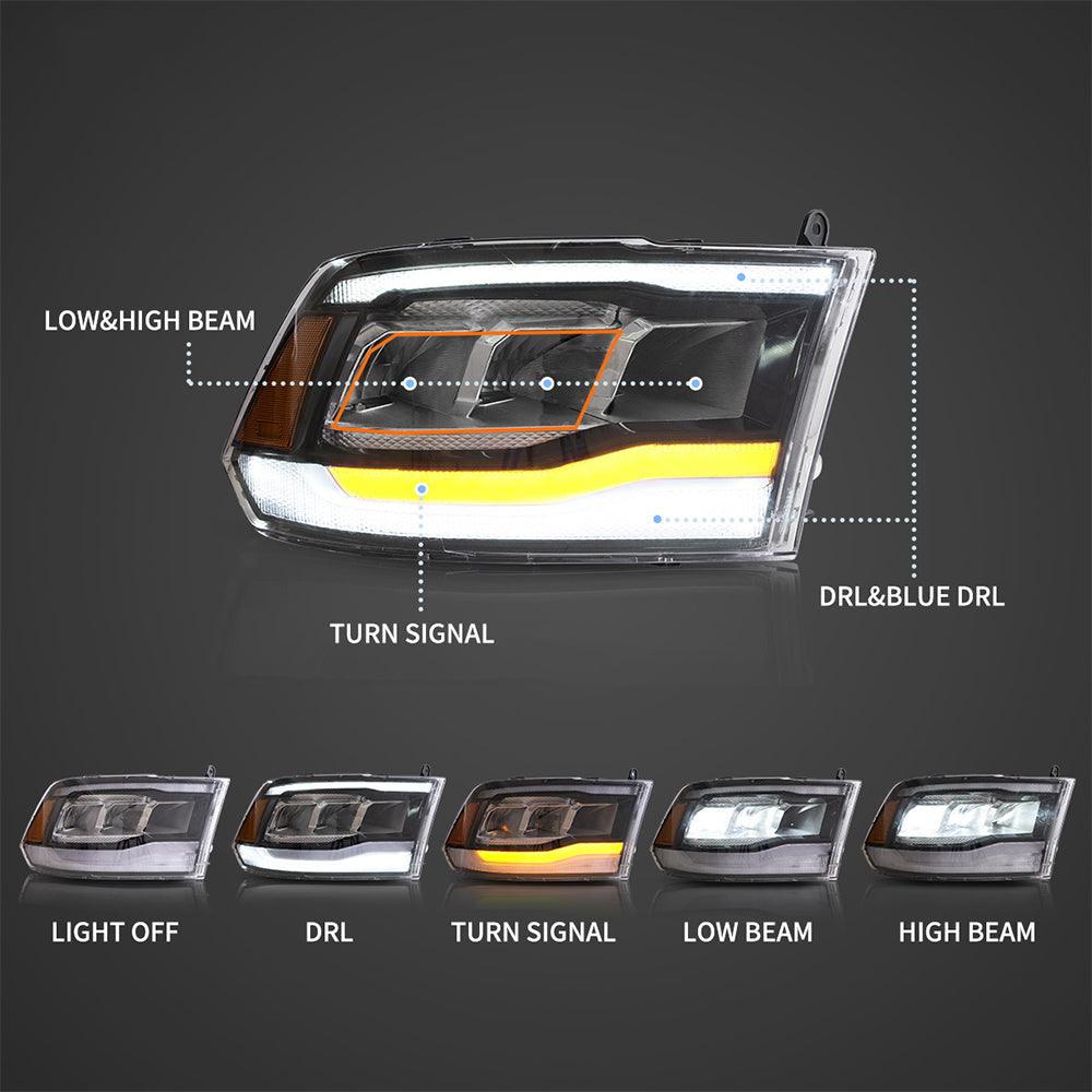 وعاء عاكس لتجميع المصابيح الأمامية LED لسيارة دودج رام الجيل الرابع 1500 و2500 و3500 موديلات 2009-2018
