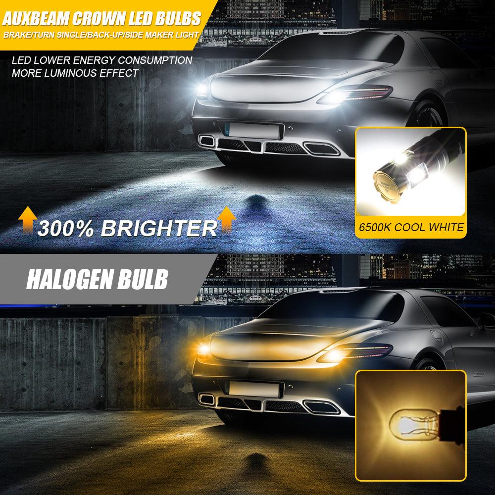 T20 7443 7440 LED Backup Reverse/Turn Signal/Brake Tail Light Bulbs 20W 4000LM 6500K White Crown Series | 2 Bulbs