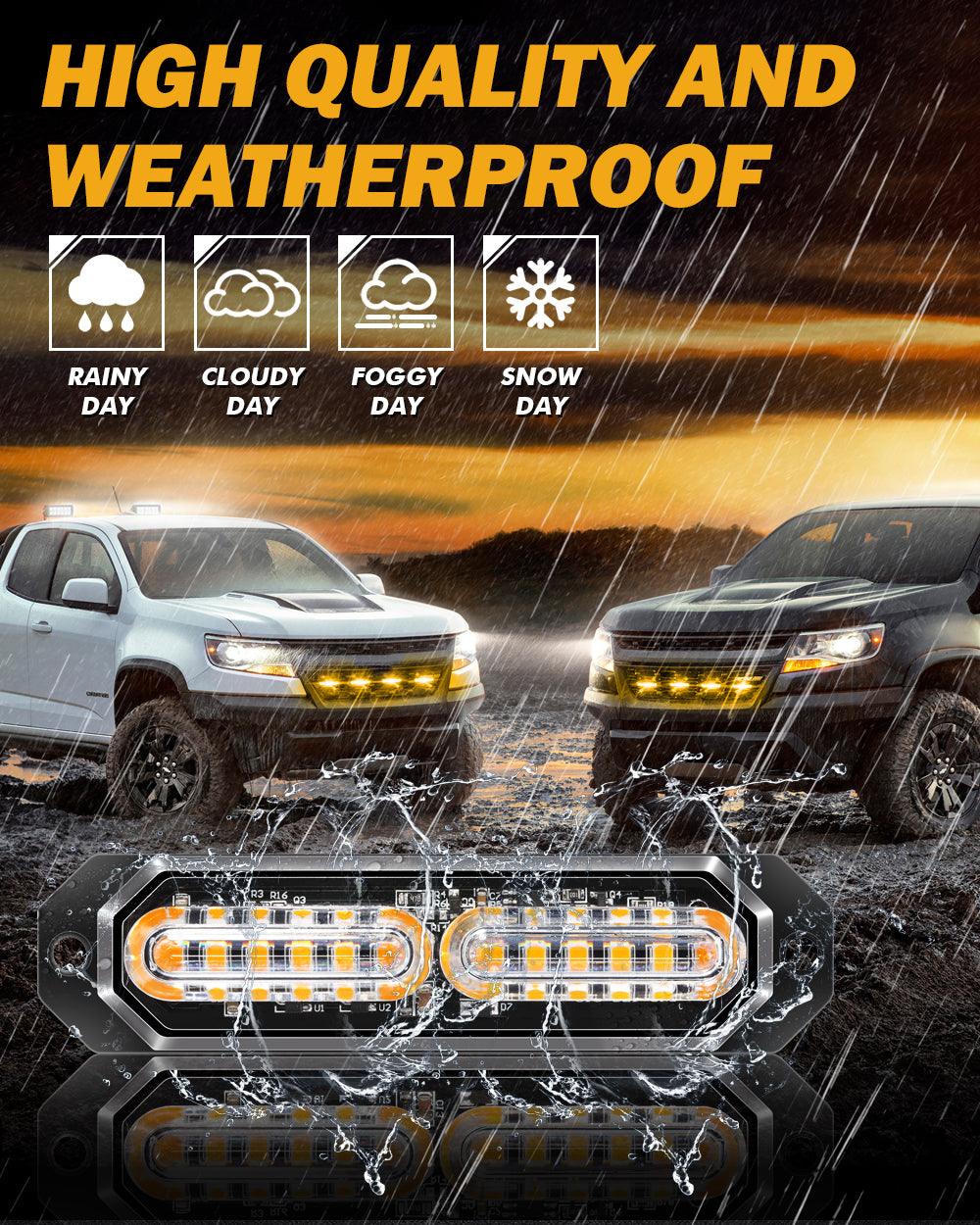 (4 قطع/مجموعة) 12 مصباح LED للطوارئ مثبت على السطح لمصابيح ستروب للشاحنات والمركبات والسيارات الرباعية والشاحنات الصغيرة 