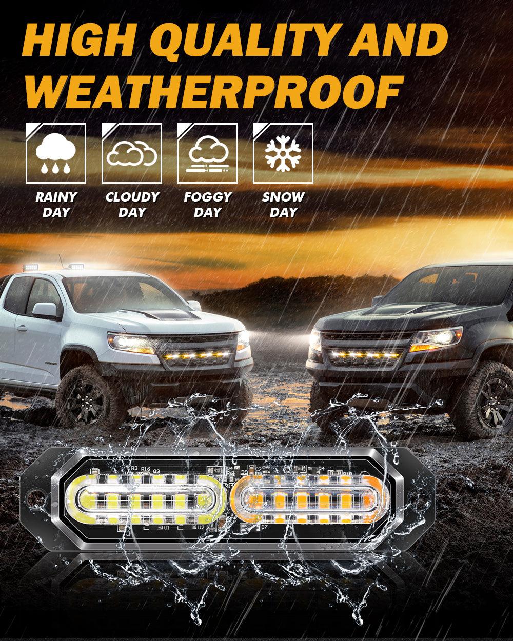 (4 قطع/مجموعة) 12 مصباح LED للطوارئ مثبت على السطح لمصابيح ستروب للشاحنات والمركبات والسيارات الرباعية والشاحنات الصغيرة 